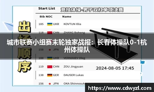 城市联赛小组赛末轮独家战报：长春体操队0-1杭州体操队