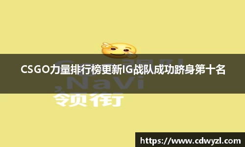 CSGO力量排行榜更新IG战队成功跻身第十名