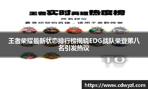 王者荣耀最新状态排行榜揭晓EDG战队荣登第八名引发热议